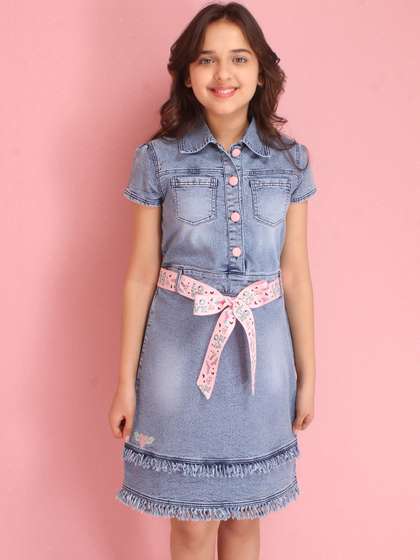 CUTECUMBER Girls Blue
                    Denim Sheath Dress