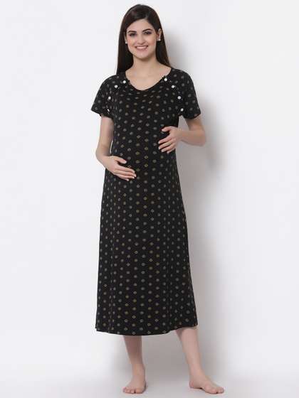 Tiara Black Printed
                        Maternity & Feeding Nightdress