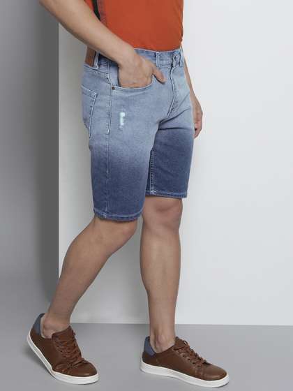 The Indian Garage Co
                        Men Blue Slim Fit Denim Shorts