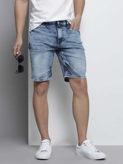 The Indian Garage Co Men Blue Slim Fit Denim Shorts