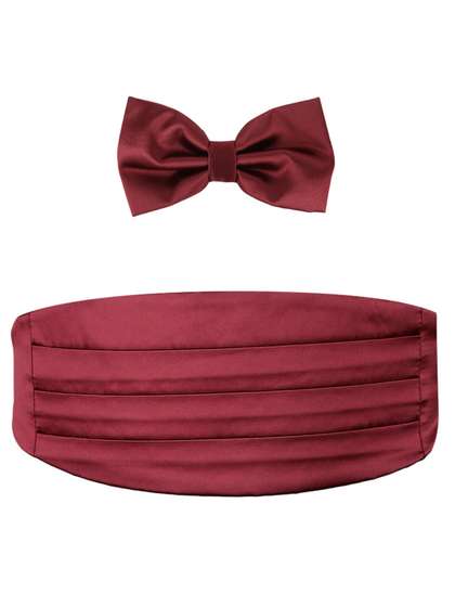 Alvaro Castagnino Men
                    Maroon Bow Tie with Cummerbund and Pocket Square