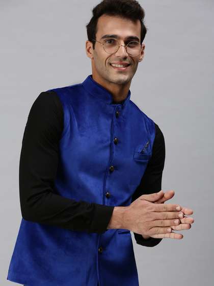 SHOWOFF Men Solid Woven Nehru Jackets