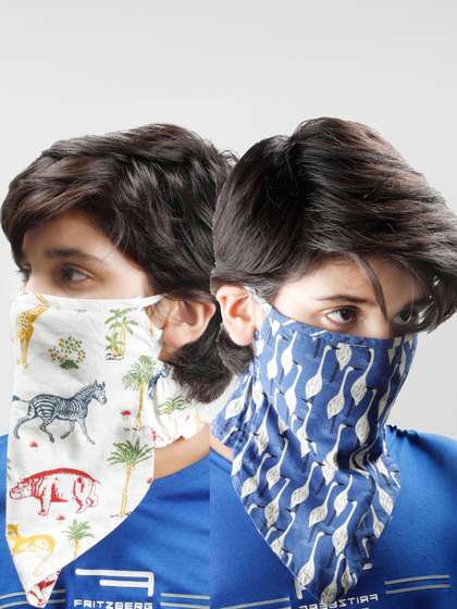 Dream of Glory Inc Kids
                    Pack Of 2 Printed Pure Cotton Reusable Outdoor Cloth
                    Masks