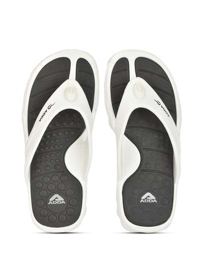 Adda Men Black &
                    White Rubber Thong Flip-Flops