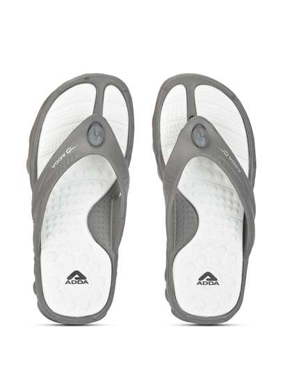 Adda Men Grey &
                        White Rubber Thong Flip-Flops