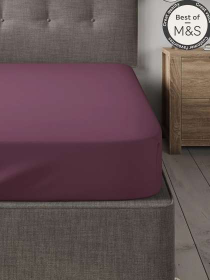 Marks & Spencer Purple Solid 230 TC Double King Cotton Bedsheet