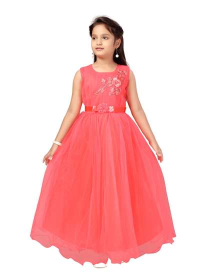 Aarika Red Floral
                      Embroidered Net Maxi Dress