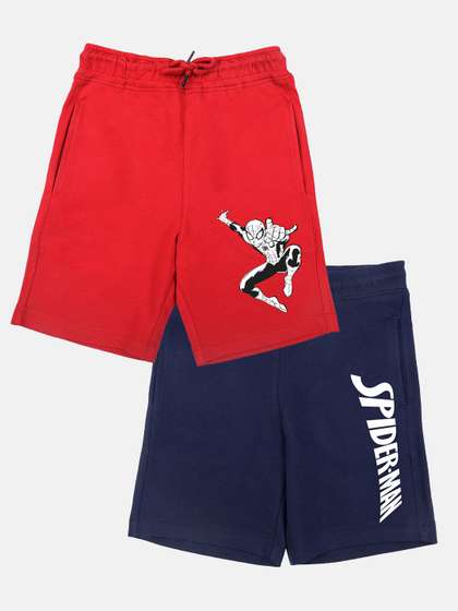 YK Marvel Boys Pack Of 2
                    Red & Navy Blue Printed Spider-Man Shorts