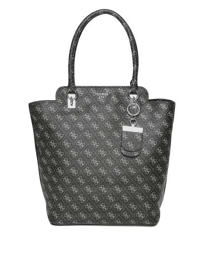 Guess Handbags Online In India Guess Charcoal Grey Printed Shoulder Bag