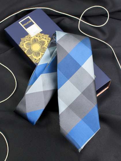 PELUCHE Men Blue &
                    Black Checked Broad Tie