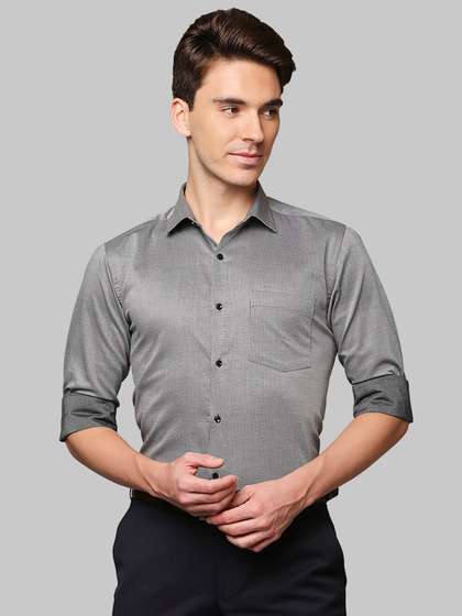 Park Avenue Men Grey
                        Solid Slim Fit Cotton Formal Shirt