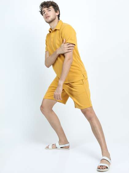KETCH Men Mustard Yellow Polo Collar Regular Fit T-shirt