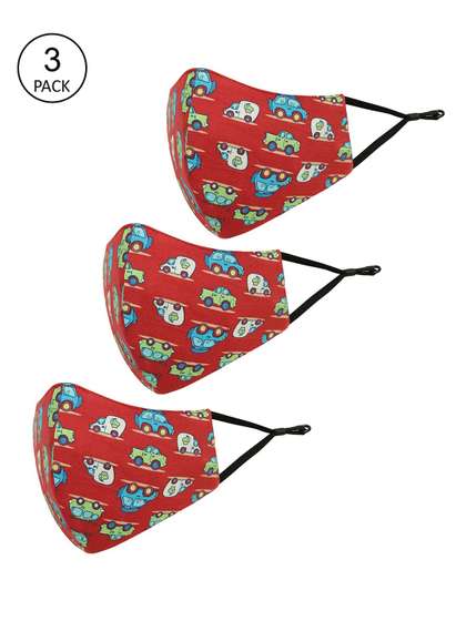 Tossido Kids Pack Of 3
                    Printed 3-Ply Reusable Cotton Cloth Mask