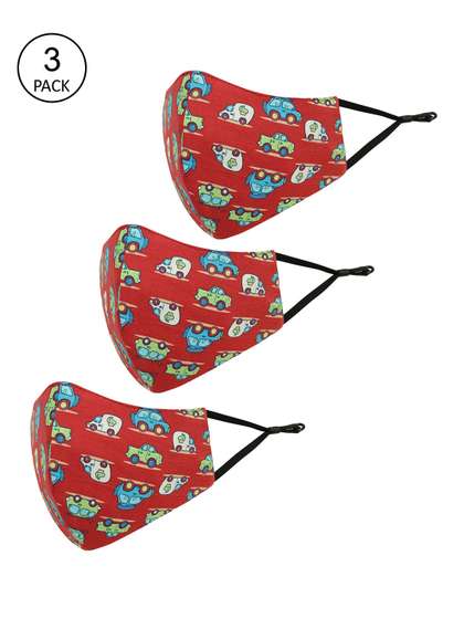 Tossido Kids Pack Of 3
                    Printed 3-Ply Reusable Pure Cotton Cloth Mask