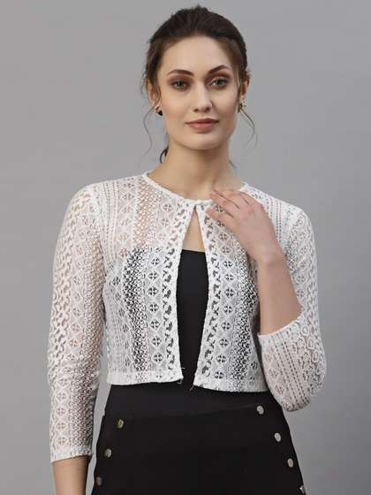 Style Quotient Women
                      White Laced Cropped Shrug