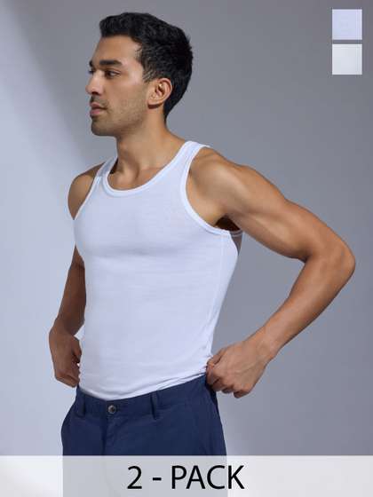 XYXX Men Pack of 2
                        Solid ACE Cotton Modal White Round Neck
                        Innerwear Vest