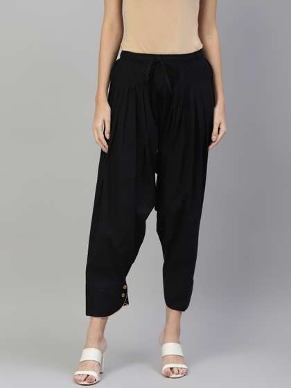 Laado - Pamper
                        Yourself Women Black Solid Cropped Cotton
                        Salwar