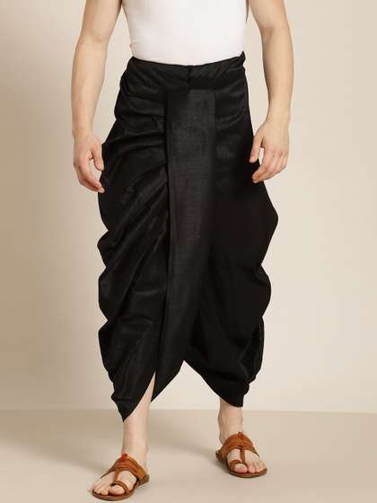 Anug by SOJANYA Men
                        Black Solid Stitched Dhoti