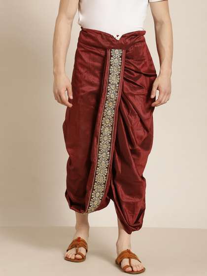 Anug by SOJANYA
                          Men Maroon Solid Dhoti Pants