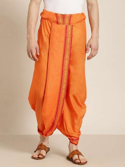 Anug by SOJANYA
                          Men Orange Solid Dhoti Pants