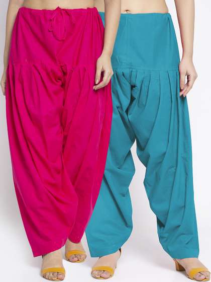 Jinfo Women Pack Of
                        2 Solid Pure Cotton Loose-Fit Salwars