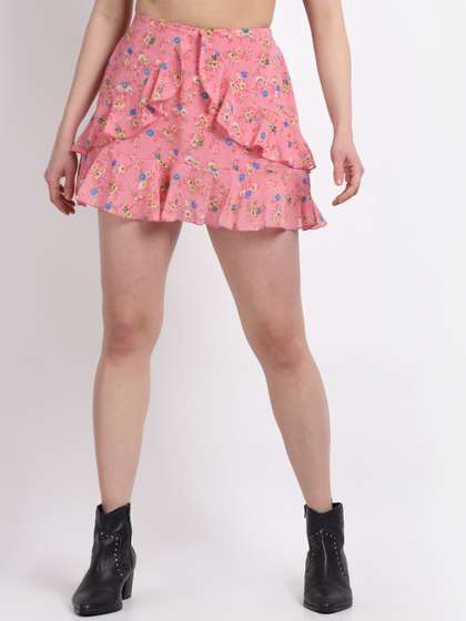 La Zoire Women Floral Printed Flared Mini Skirts