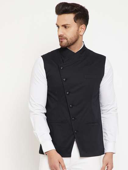 Hypernation Men Solid Nehru Jacket