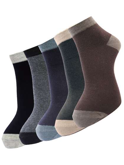 Dollar Socks Men Pack Of
                    5 Assorted Ankle-Length Cotton Socks