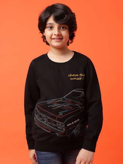 TALES & STORIES Boys
                    Black Printed Pullover Sweatshirt