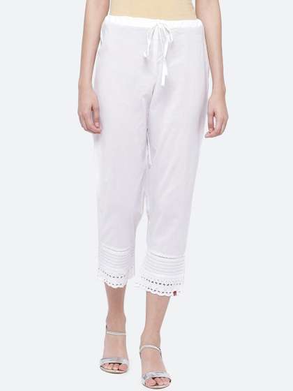 Biba Women White
                      Straight Fit Trousers