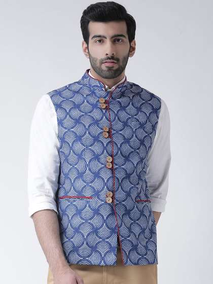 KISAH Men Printed Woven Nehru Jacket