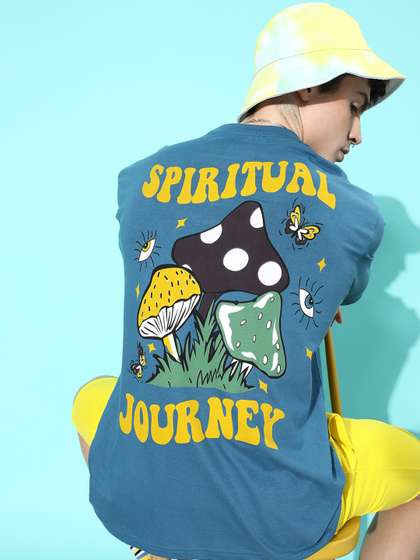 Difference of Opinion Men Blue Graphic Printed Pure Cotton T-Shirt