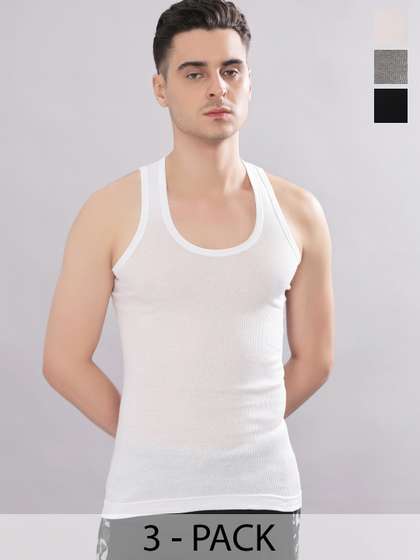 Dollar Bigboss Men
                        Solid Pack of 3 Cotton Stretch Rib Regular Fit
                        Casual Vest