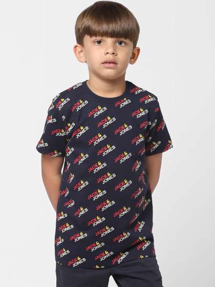 Jack & Jones Boys Navy Blue Printed T-shirt
