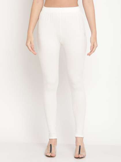 TAG 7 Women Off
                        White Solid Comfort Fit Ankle Length Leggings
