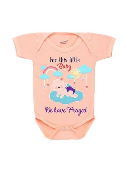 KNITROOT Infants Peach
                      Printed Little Baby Theme Cotton T-shirt