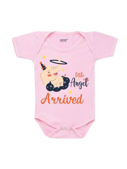 KNITROOT Infants Pink
                      Printed Cotton Bodysuit