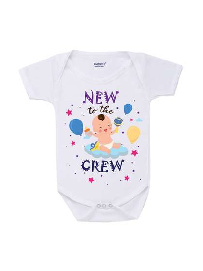 KNITROOT Infants White
                      Printed New Born Theme Cotton Bodysuit