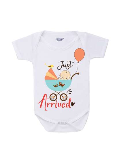 KNITROOT Infants White
                    Printed New Born Theme Cotton Bodysuit