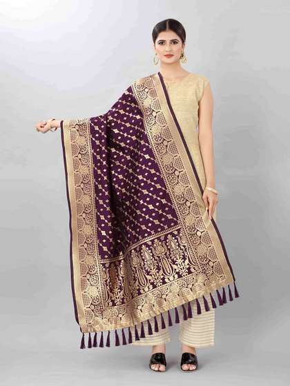 Silk Land Woven Design Dupatta with Zari