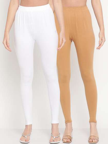 TAG 7 Pack of 2
                          White & Beige Solid Comfort-Fit
                          Ankle-Length Leggings