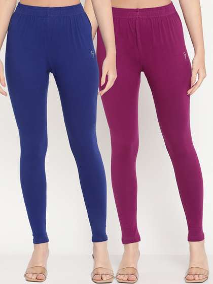 TAG 7 Women Pack Of
                        2 Purple & Blue Solid Ankle-Length Leggings