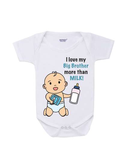 KNITROOT Infants White
                    Printed Big Brother Theme Cotton Bodysuit