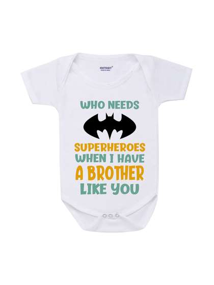 KNITROOT Unisex Kids
                    White Printed Cotton Bodysuit