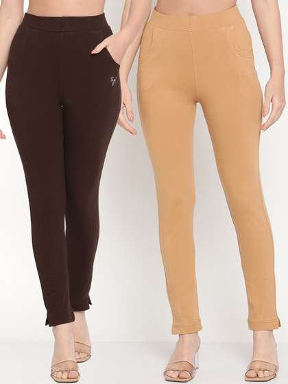 TAG 7 Women Beige
                        & Brown Pack of 2 Straight Fit Ankle-Length
                        Leggings