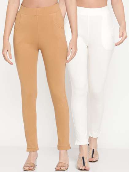 TAG 7 Pack of 2
                          Off-White & Beige Ankle-Length Leggings
