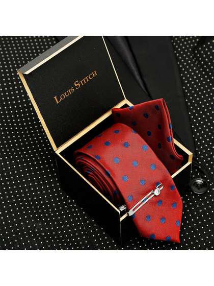 LOUIS STITCH Men Silk
                      Necktie Accessory Gift Set