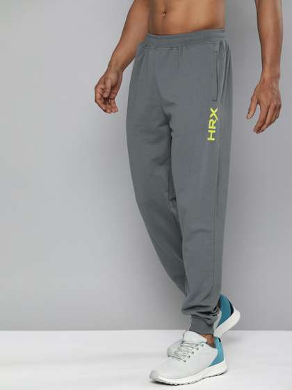HRX by Hrithik Roshan HRX By Hrithik Roshan Training Men Pewter Bio-Wash Brand Carrier Track Pants