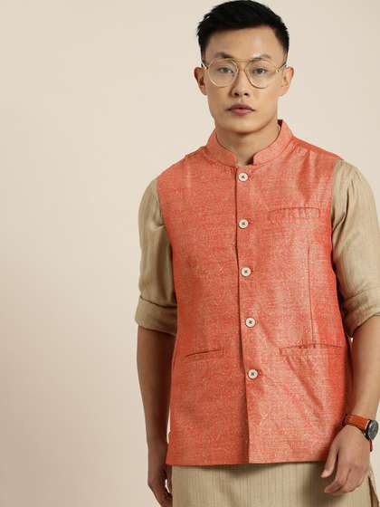 Taavi Men Printed Nehru Jacket