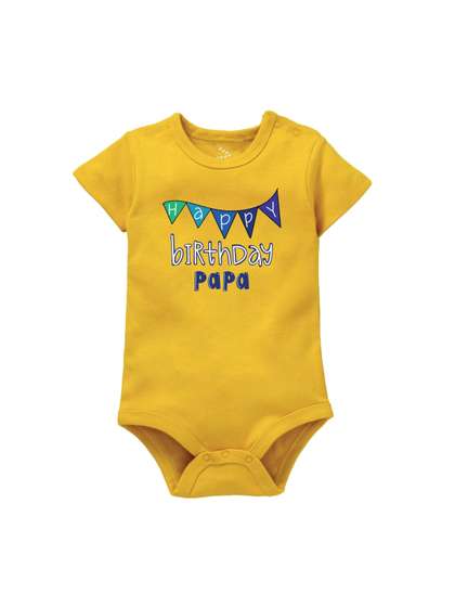 Zeezeezoo Infant Happy
                    Birthday Papa Printed Cotton Bodysuit